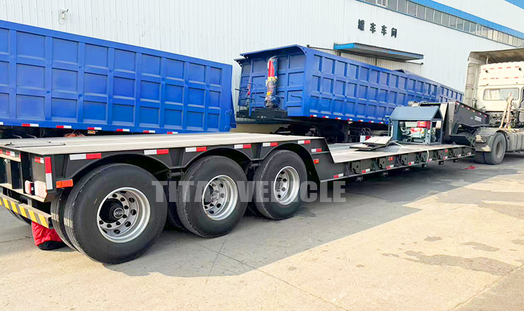 TITAN 3 Axle 80ton Hydraulic Removable Neck Trailer Detachable Gooseneck Lowboy Trailer for Sale