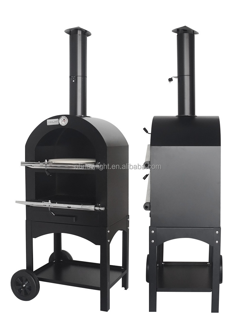 Outdoor Courtyard Charcoal Oven for Baking Pizza Portable and 30.5*30.5cm Stone Size