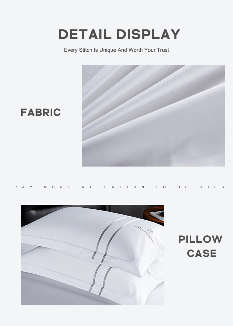 Custom Cotton Hotel Bedding Set with Percale European Style and Luxury Embroidery Logo