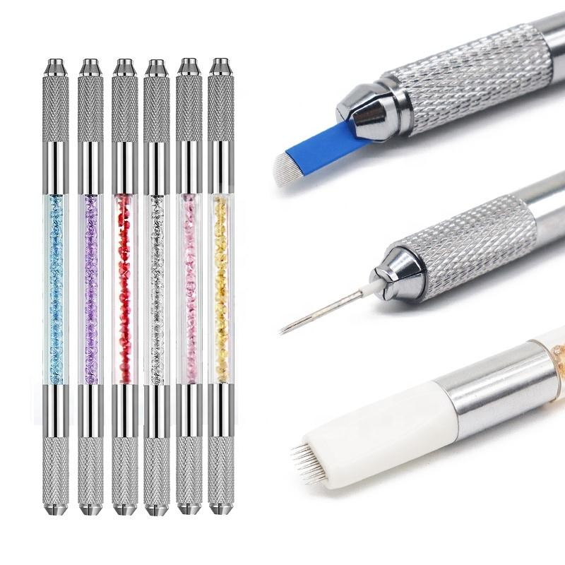 Crystal Microblading Tattoo Pen Double Headed Microblading Permanent Eyebrow Makeup