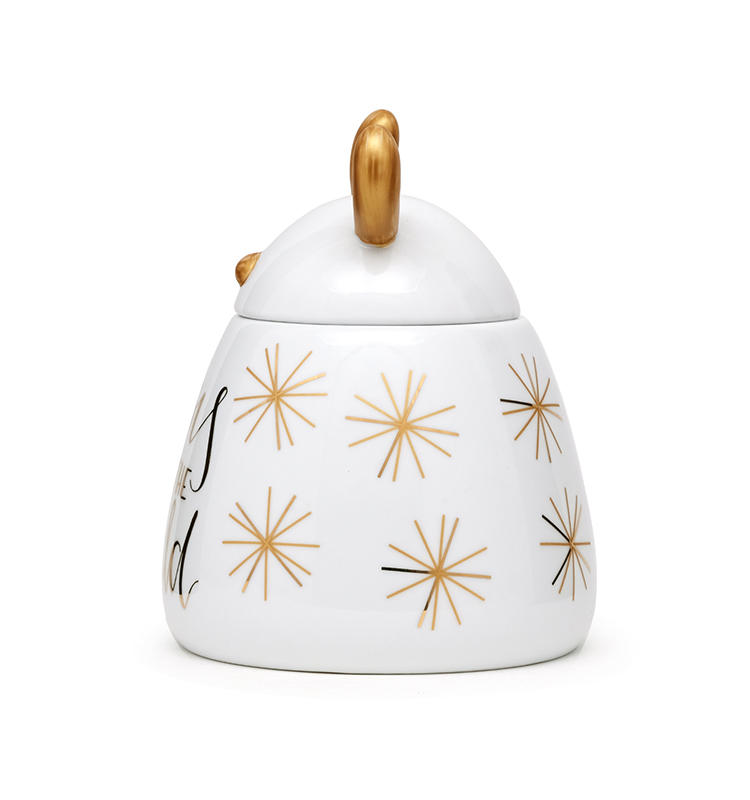 3D Christmas Kitchen Coffee Tea Sugar Gift Canister Jar Tree Shaped Storage Golden Silver Handpainting