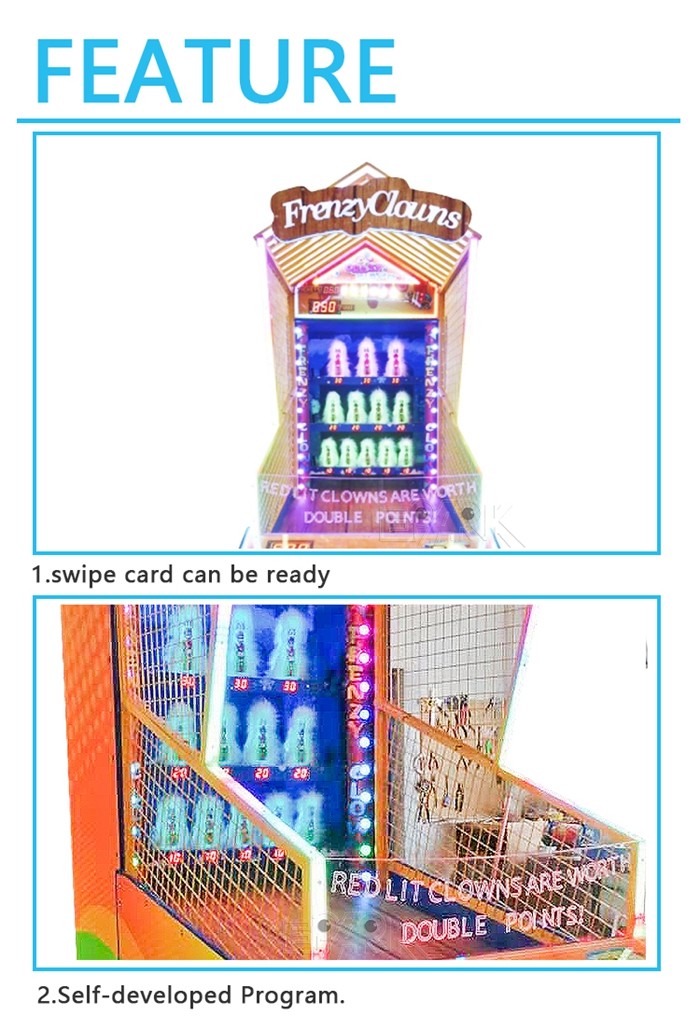 1 Player Redemption Game Machine Clown Frenzy II Thowing Ball Lottery Game