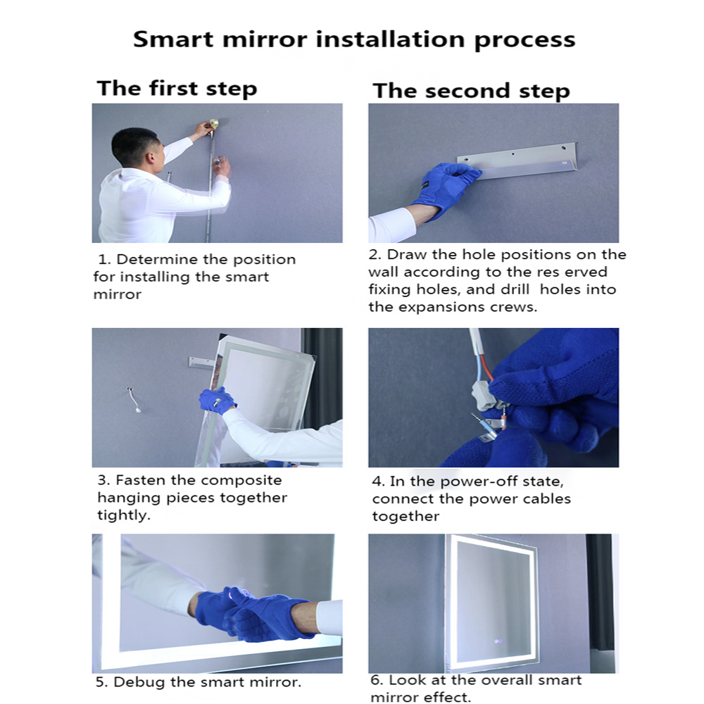 Touch Switch Fashion Round Led Light Wall Full Length Shower Fogless Bedroom Decoration Smart For Bathroom Mirror