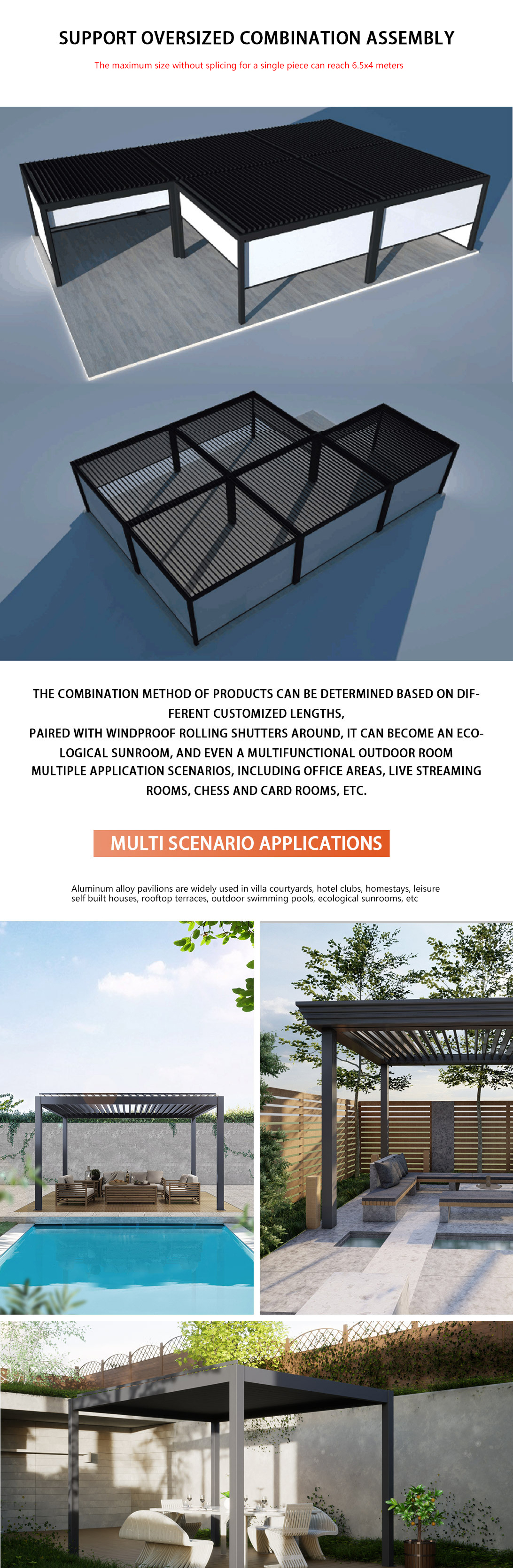 Aluminum Alloy Electric Flip Louver Pavilion The Outdoor Shade is Durable And Stylish Suitable for Garden Terrace Use