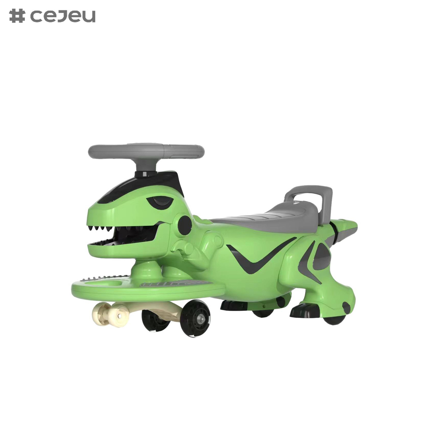 Easy to Use Kids Swing Car: 360° Steering Wheel, Foot to Floor, Silent Wheel, Music & Light