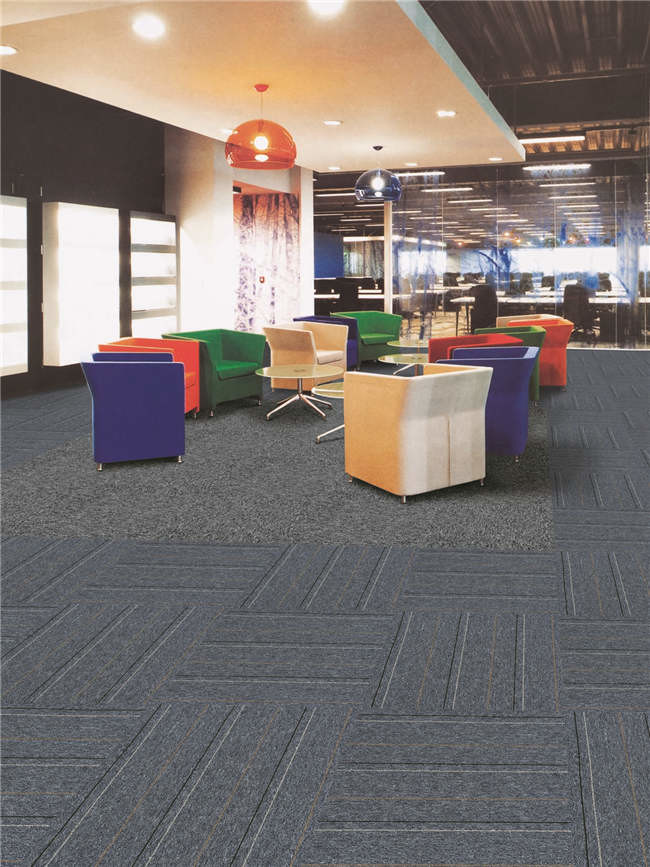 Solution Dyed Method Commercial Modular Carpet Tiles Pvc With Fiberglass Tile Backing