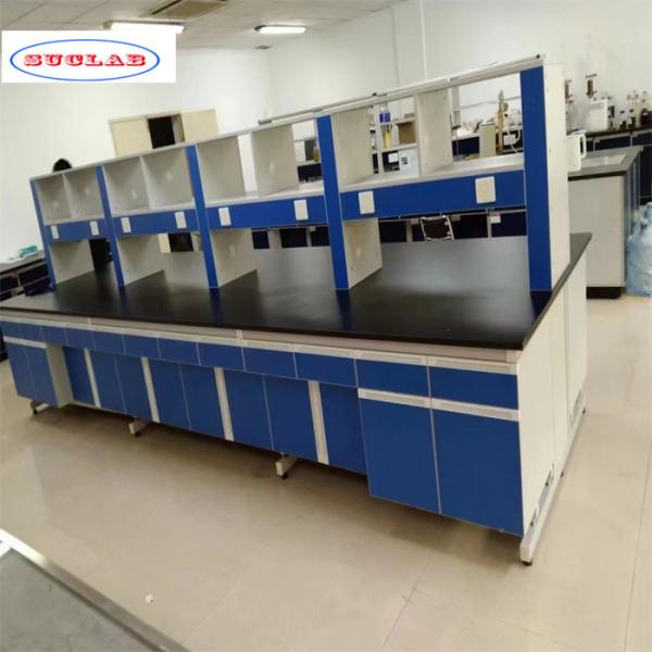 Quality Well-Organized Chemistry Lab Bench with Drawers and Smooth Blue Surface for sale