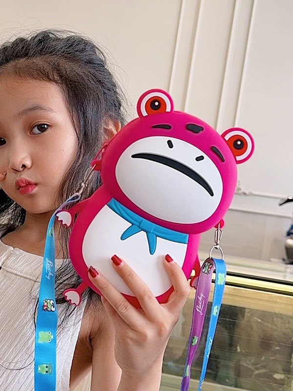 Frog Customized Silicone Pencil Case Crossbody Shoulder Bag Kids Handbag Pop Purse Bag School SUpplies Birthday Gifts