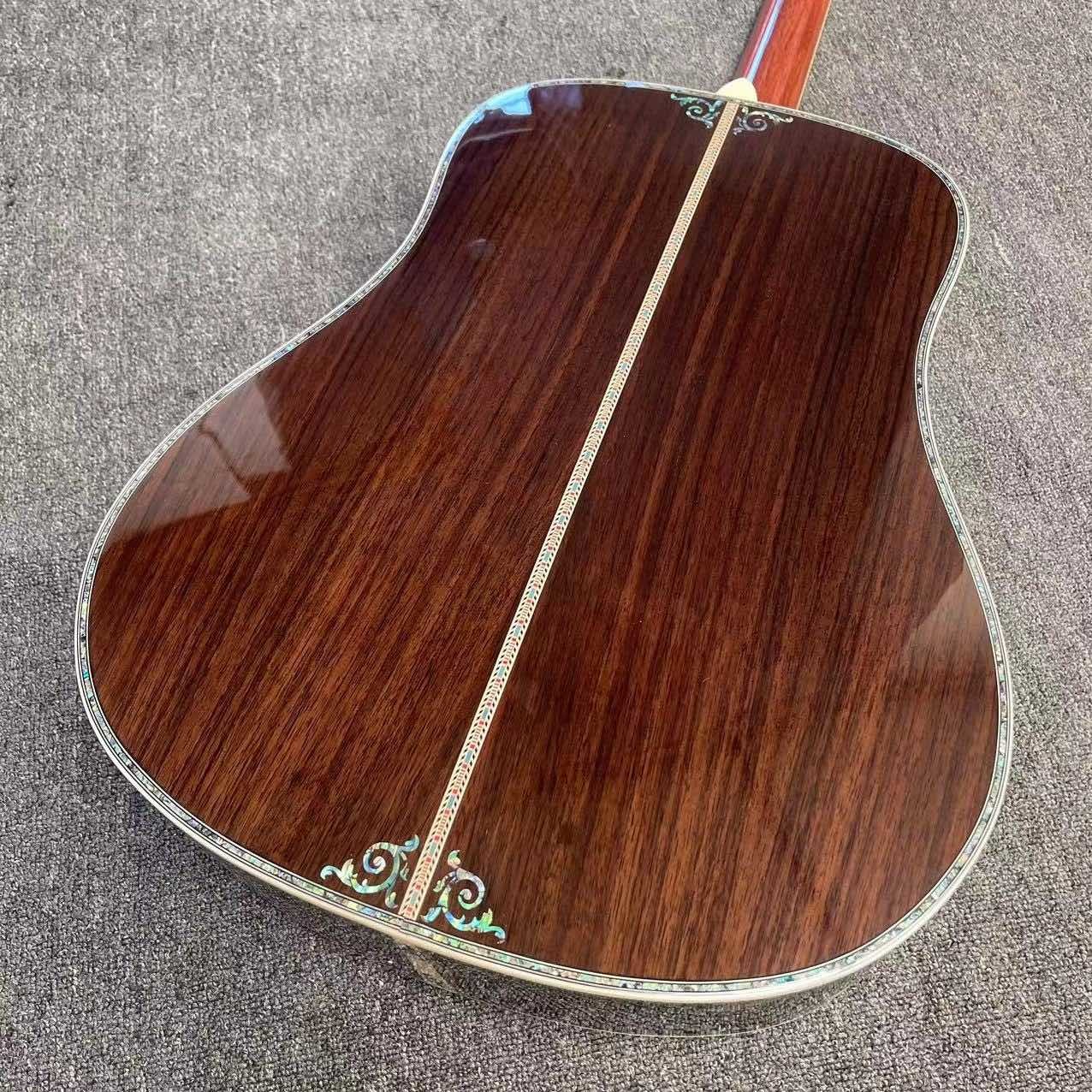 41 Inch D Type Sunburst Solid Spruce Acoustic Guitar Abalone Ebony Fingerboard