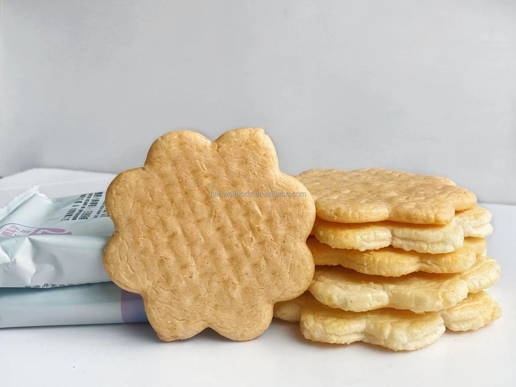 Sweety Flavor Senbei Rice Crackers Sliced Cookie Snow White Rice Cake