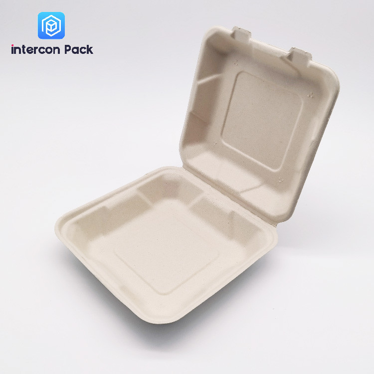 Sugarcane Pulp Bagasse Food Trays Disposable Rectangle Square shape