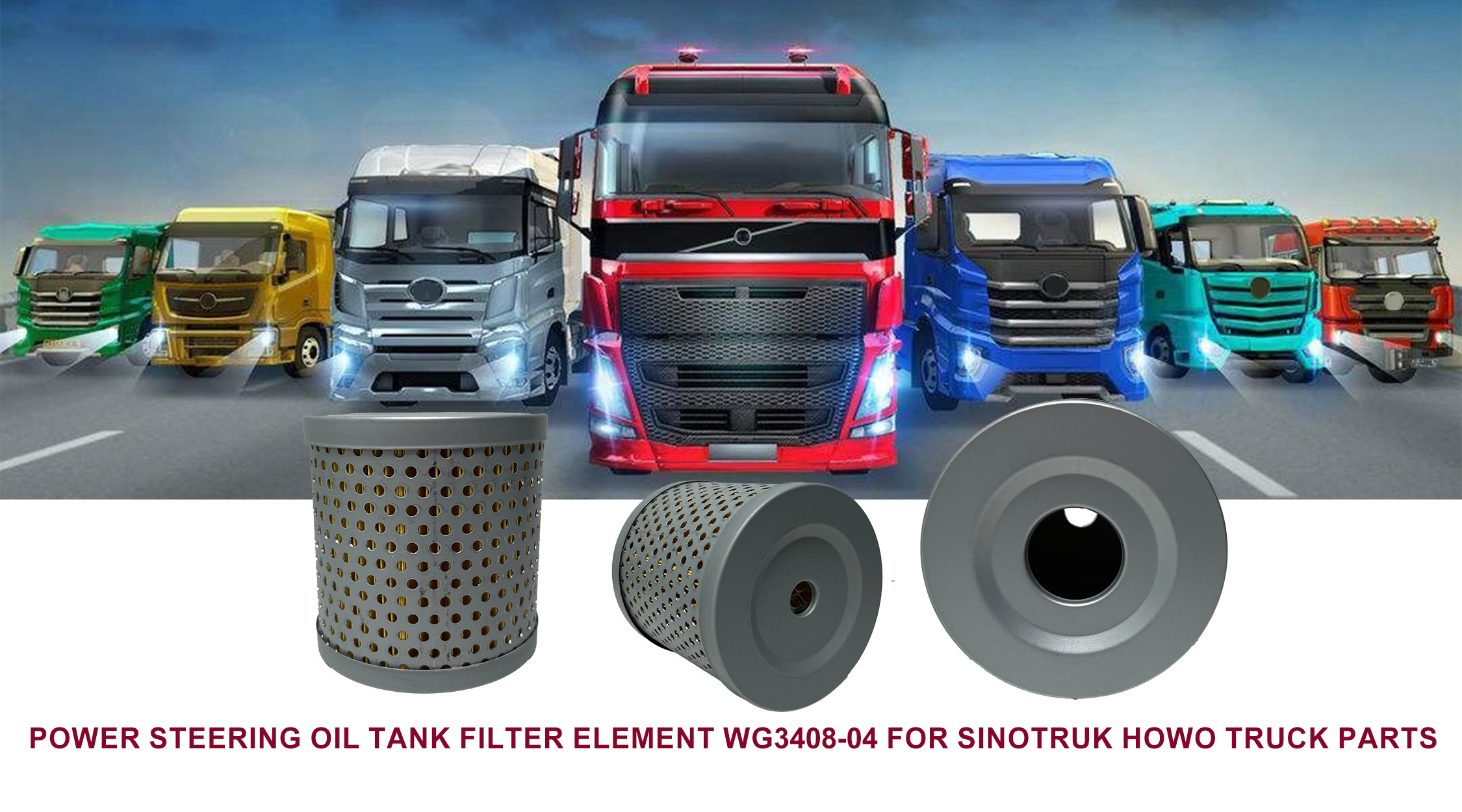 Steering oil tank Power steering oil tank filter element WG3408-04 for Sinotruk howo truck parts