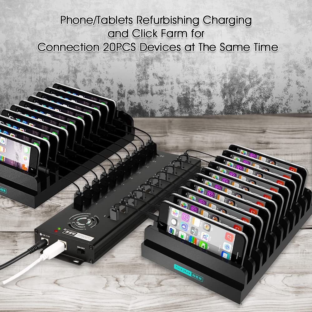 Industrial Grade 20 Port USB2.0 Hub Charger Data Sync And Charging Station