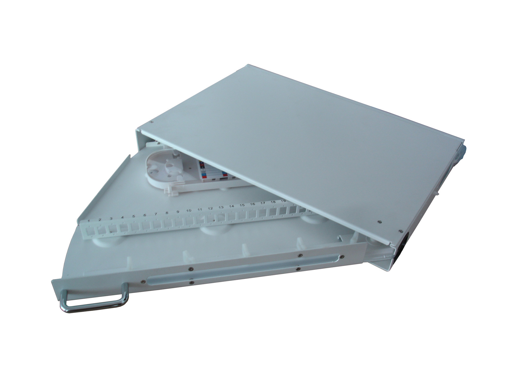 24 Rack Mounted Fiber Optic Patch Panel with Swing out Splice Tray