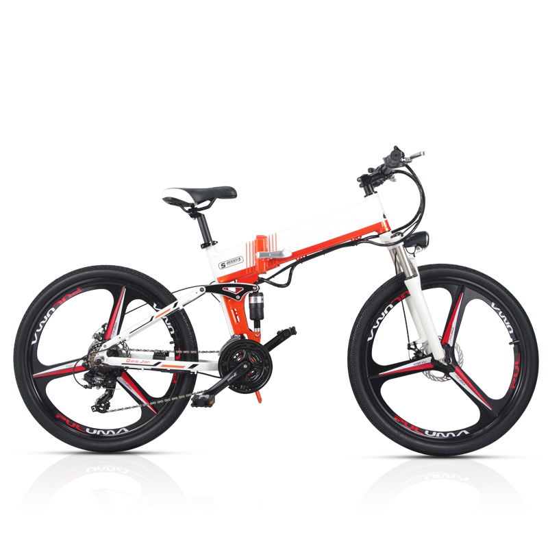 12.8AH Lithium Battery Full Suspension 48V 350W Aluminium Alloy Electric Mountain Bicycle