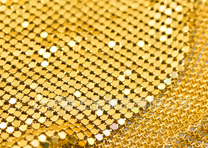 4x4mm Aluminium Metal Flake Fabric In Gold Used As Auxiliary Material