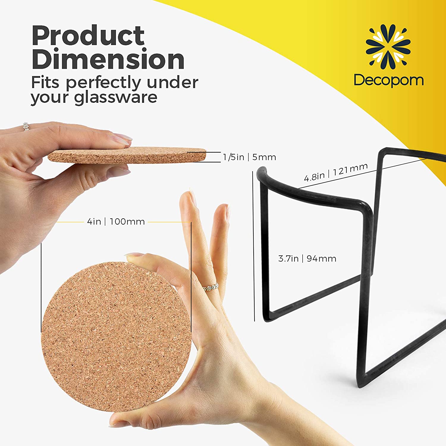 Wholesale Reusable Natural Cork Coasters With Metal Holder For Bar Glass Cup Table