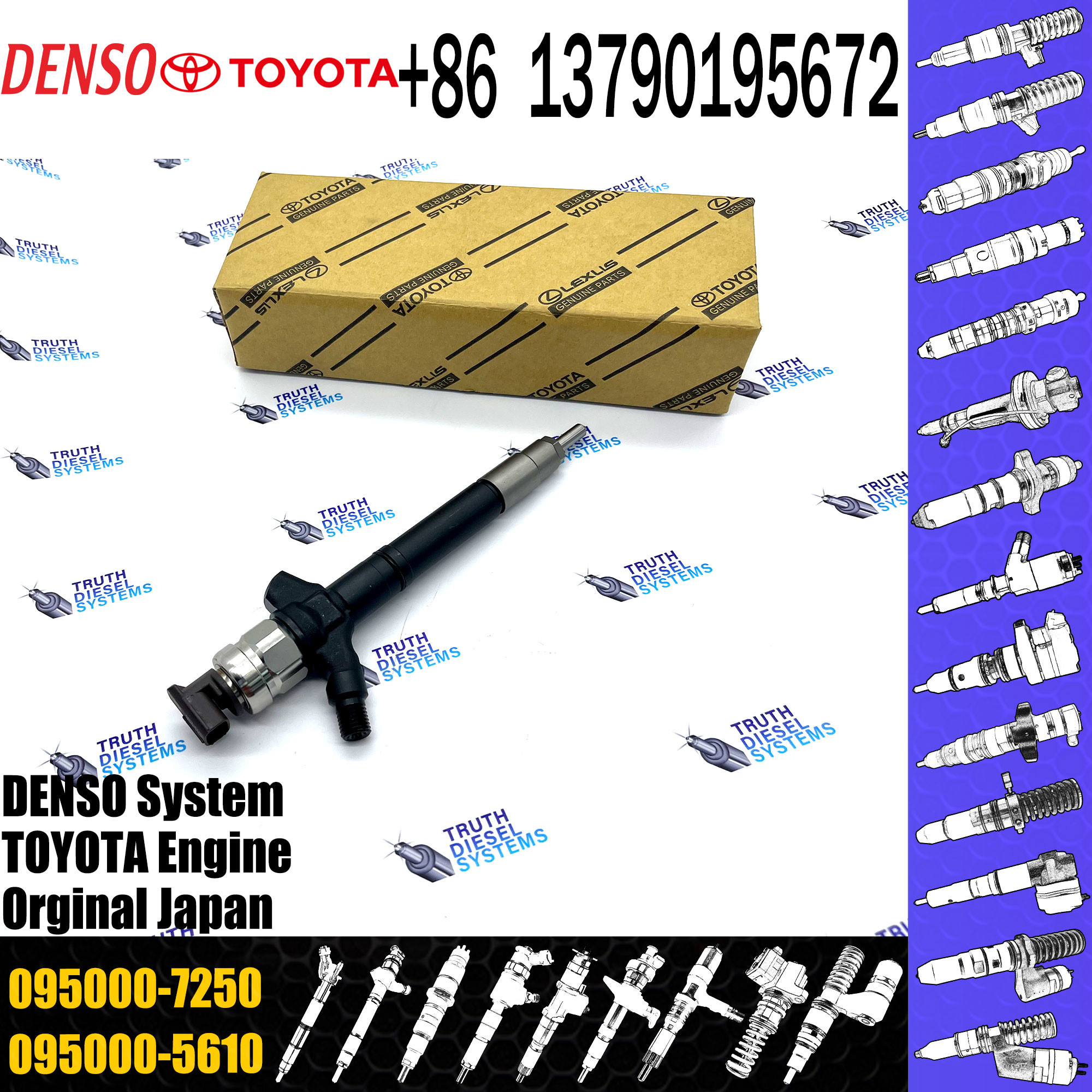 Common Rail Injector 095000-7250 095000-7600 095000-7610 For 1VD Diesel Nozzle Assembly