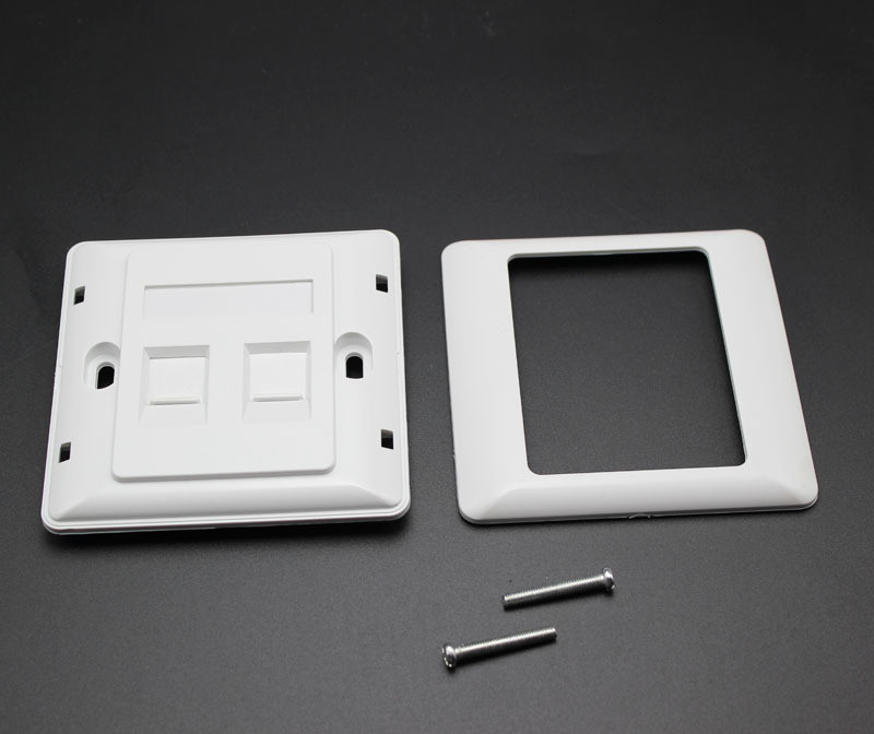 2 Ports Flat Faceplate RJ45 ABS Ethernet Cable Assembly 86×86 Type