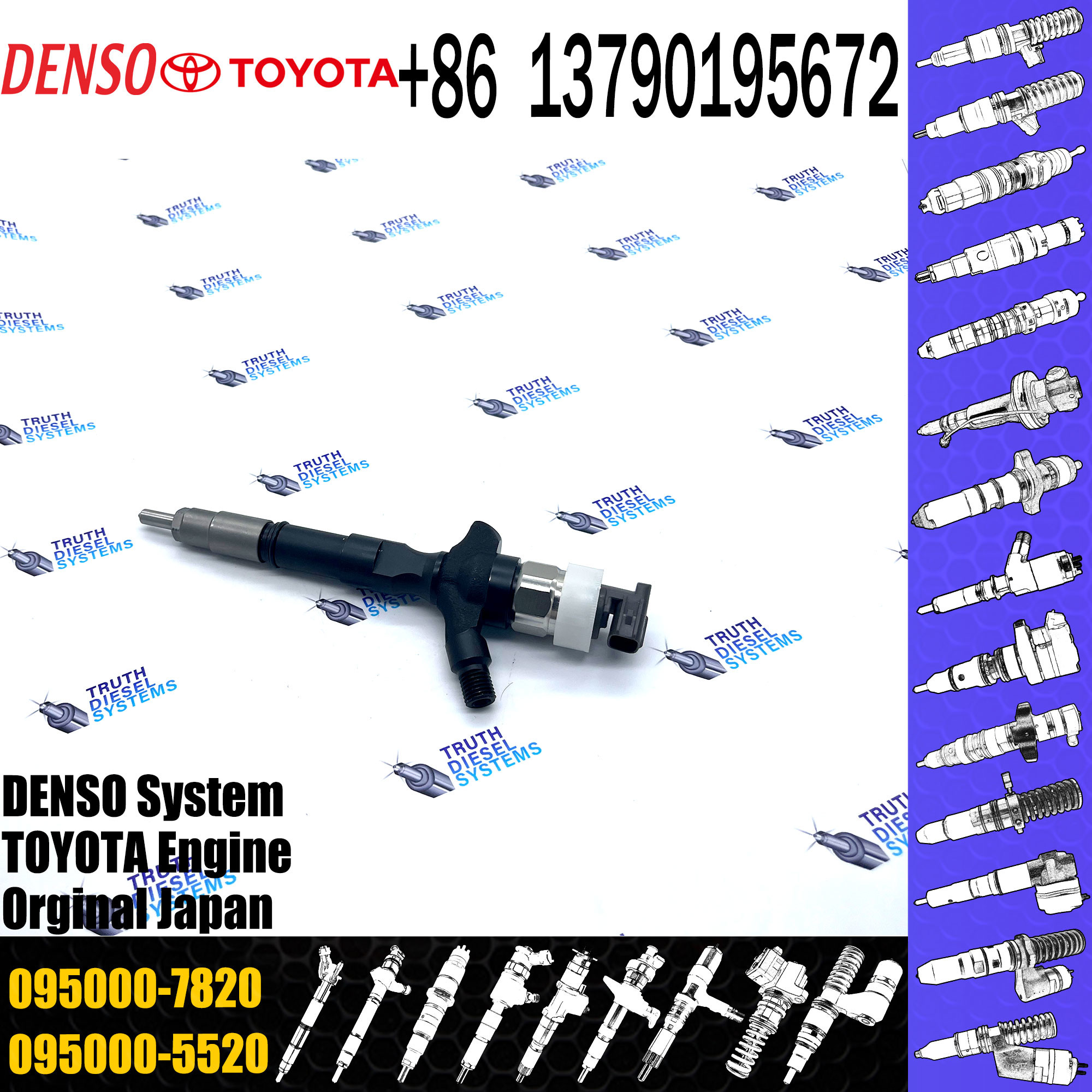 Common Rail Inyectores Diesel auto engine systems Fuel Diesel Injector 23670-39265 095000-7820 For Toyota 1KD-FTV