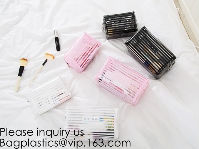 Clear Zipper Pouch with Strap Makeup Bag PVC Cosmetic Pouch,Printing Clear Zip lockk Cosmetic PVC Pouch, bagease, bagplast