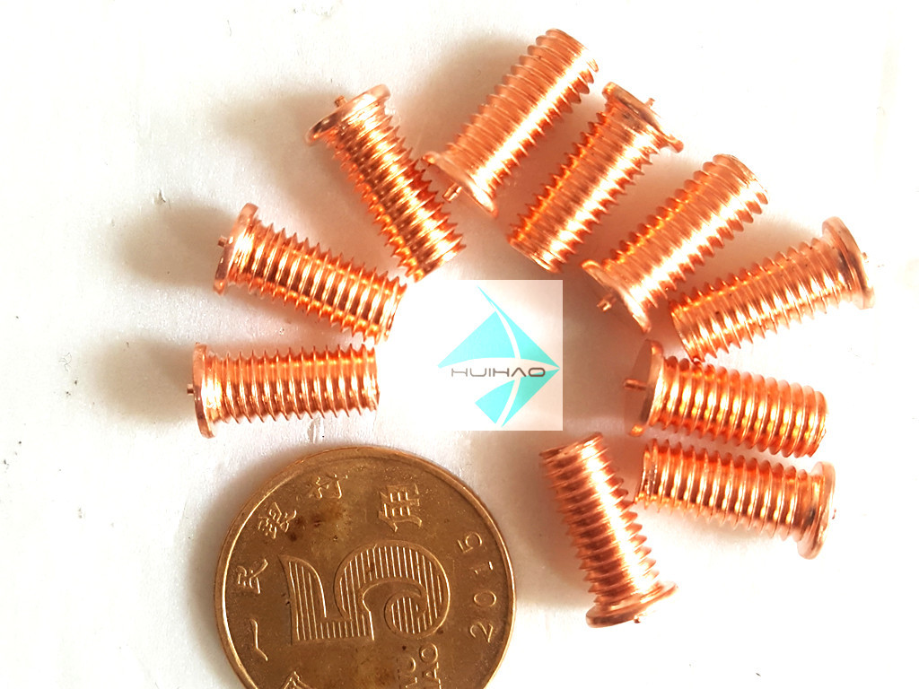 Stainless Steel Annular Grooved Stud Welding Pins , Copper Plated Mild Steel M5 - M12 Stud Welder Pins With Threaded