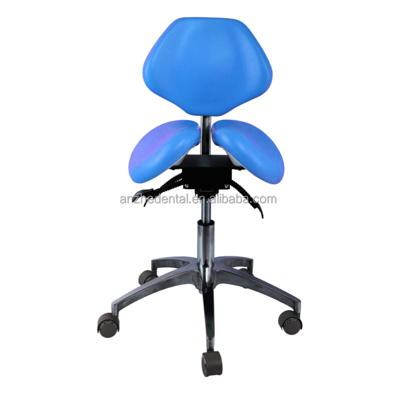 Unique Dentist Stool Blue Color Barber Shop Chair Comfortable Dental Twin Saddle Stool
