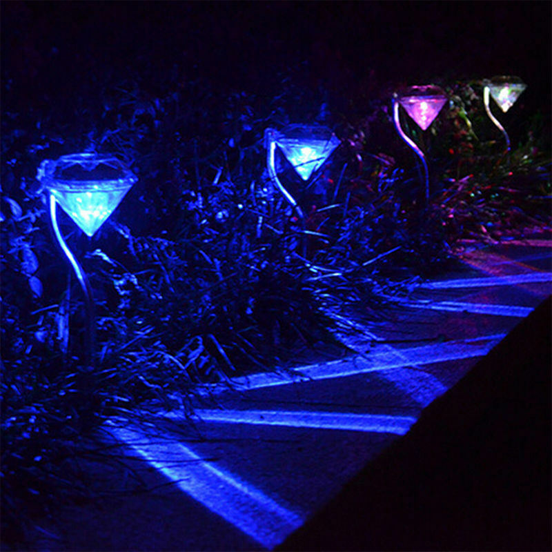 Creative Solar Light LED Garden Lights Colorful Outdoor LED Lamps Path Stake Decoration Diamonds Lawn Lamp Pathway Solar Lights