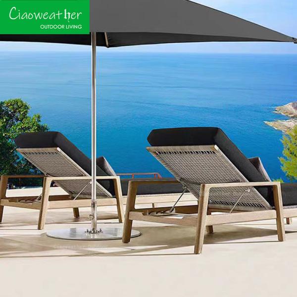 Outdoor Pool Teak Sun Lounge Chair Modern Design for Hotel Restaurant Banquet