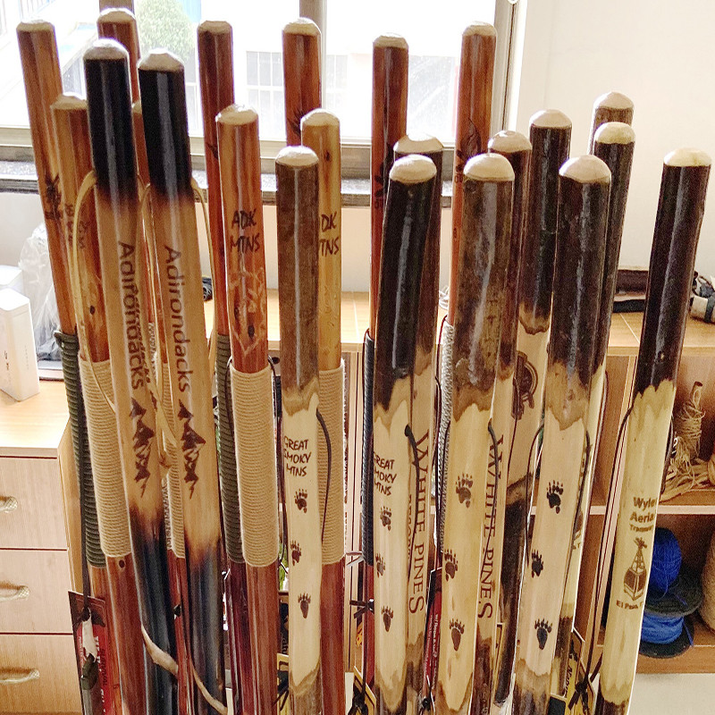 Straight Handle Wood Walking Cane , Wooden Walking Sticks For Hiking