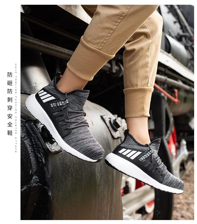 Breathable Flying Knit Work Shoes Comfortable Safety Shoes Kevlar Midsole Steel Toe EVA Sole