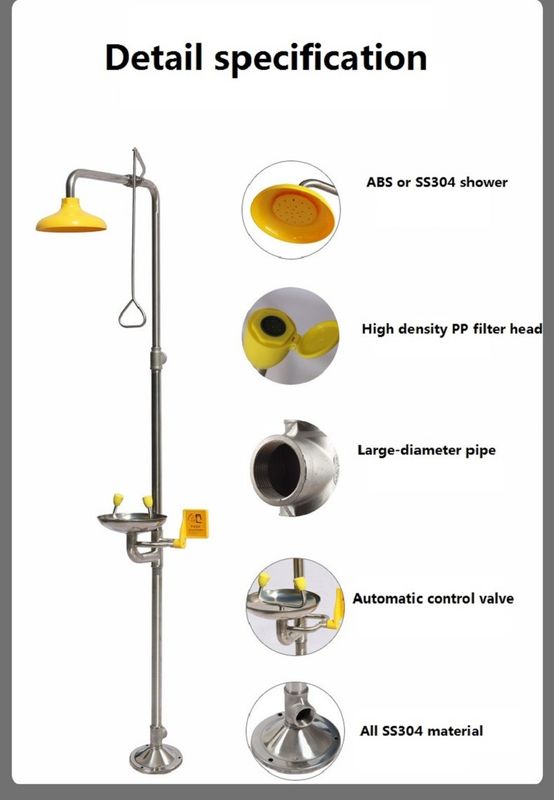 Customize SS304 emergency shower and eyewash station factory chemical place safety protection