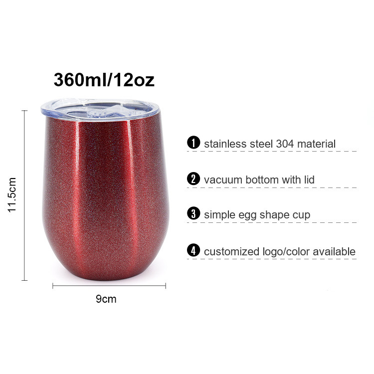12oz Insulated Wine Tumbler With Lid Double Wall Vacuum Stainless Steel Glass Coffee Mug Insulated Tumbler Cup For Champaign Cocktail Beer