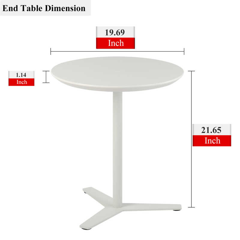 Dia19.68 Inch Livingroom Side Table 21.65H Small Space End Table