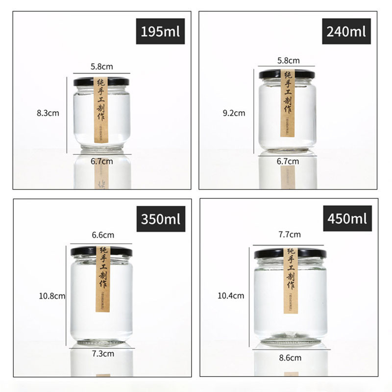 350ml 450ml Honey Glass Packaging Jars With Metal Lid