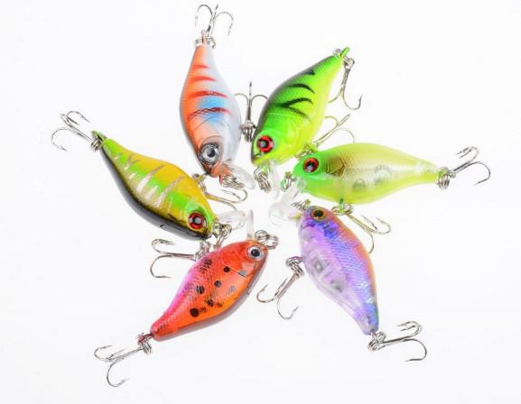 6 Colors 4.3CM/4.4g 3D Eyes Plastic Hard Bait 0.30m-0.6M Floating Crank Fishing