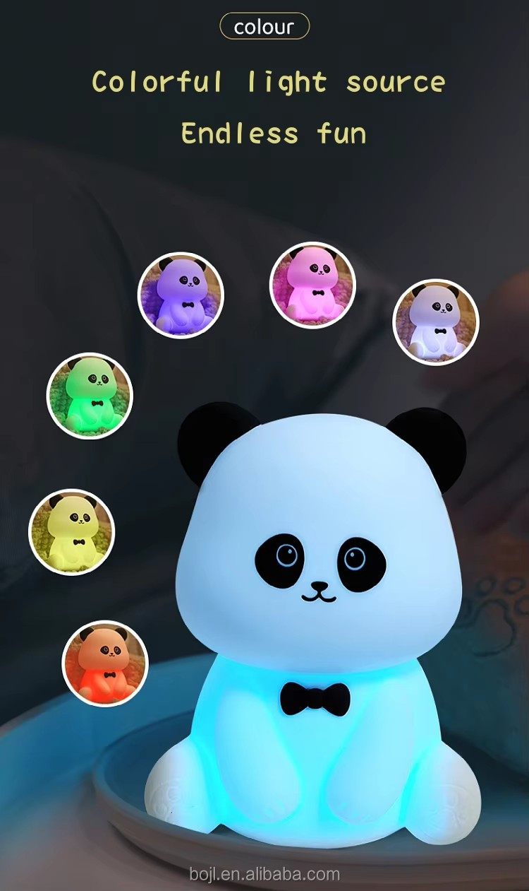 Cute Animal USB Rechargeable Baby Lamps Silicone Panda LED Night Light for Kids Night Lights
