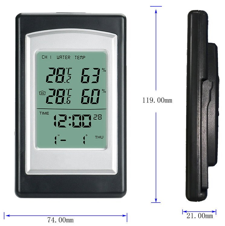 120*75*21mm Multi Function Display Clock With Wireless Temperature And Humidity Meter