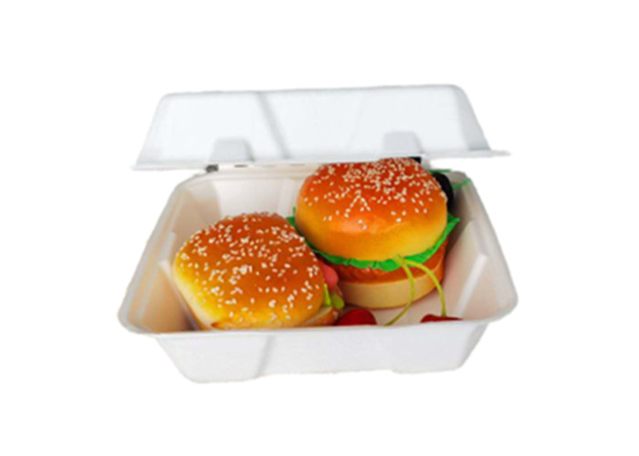 8 Inch Clamshell Sugarcane Biodegradable To Go Containers