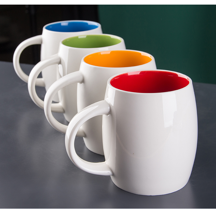 red blue polychrome printed coffee mugs wholesale engrave personalized custom logo plain white coffee cheap ceramic mug
