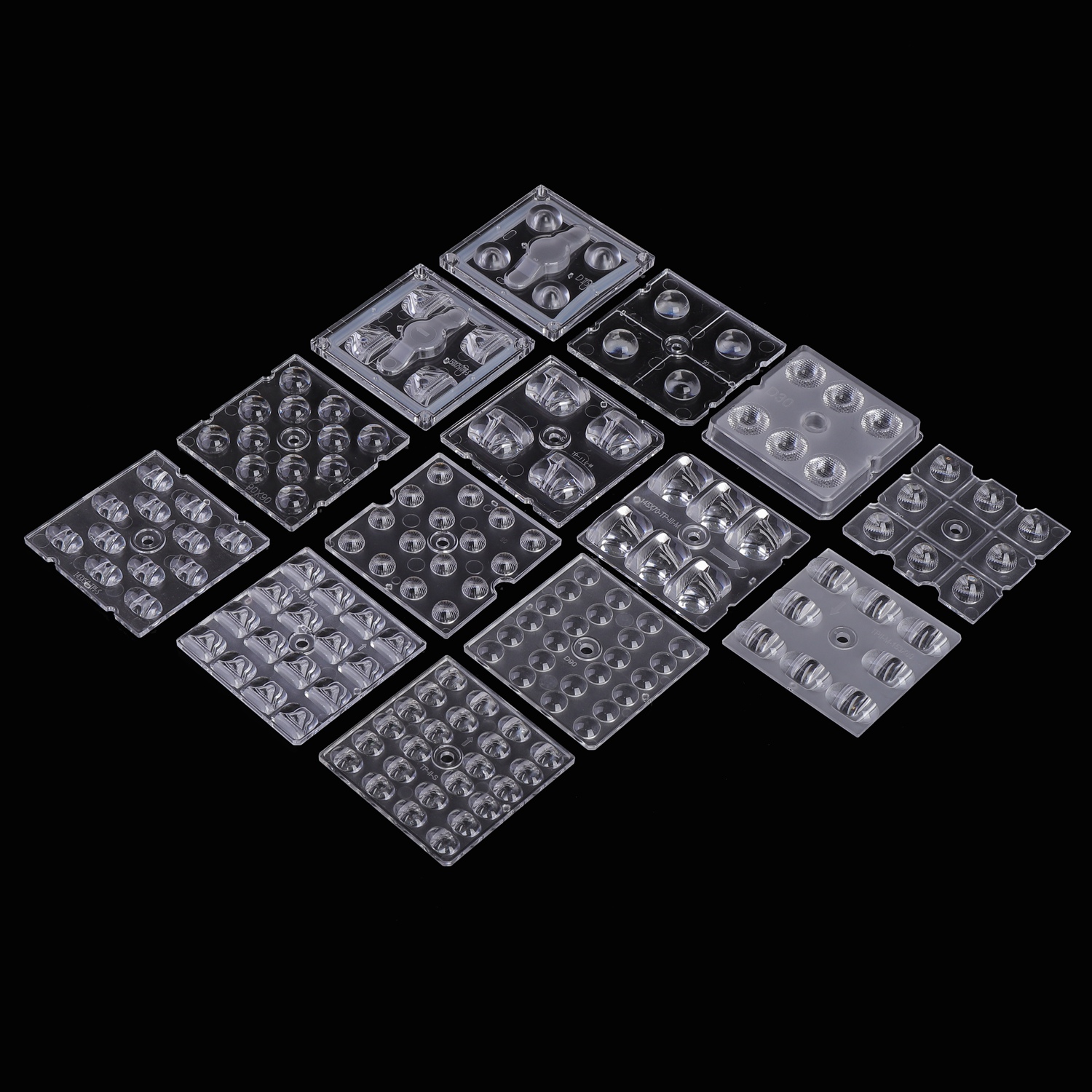 50x50mm led lens 4/6/8/12/16/24 points plastic secondary optics /pmma led optical led lenses for street light/flood light