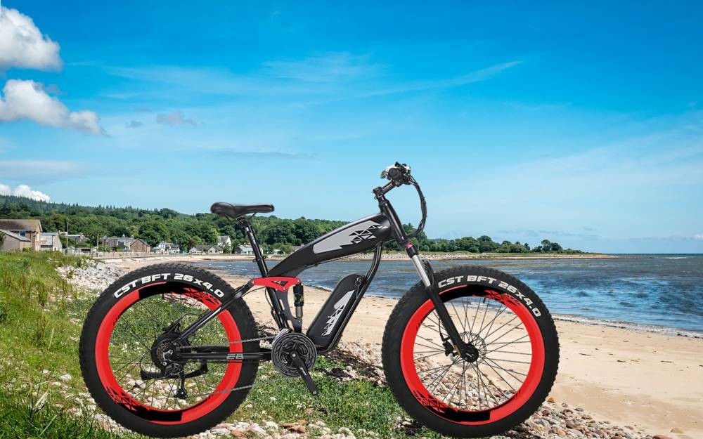 26 Inch Folding Fat Tire Electric Bike 350w 48v Full Suspension Foldable CYSUM E8