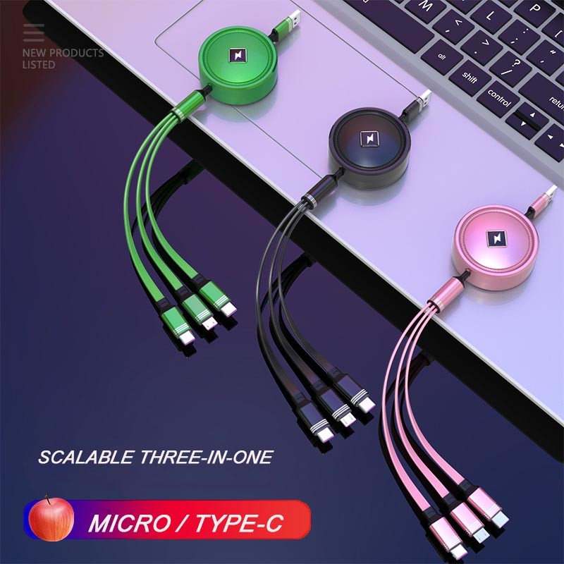 Multi Function 1.1m Three In One USB Cable Extendable Data Line