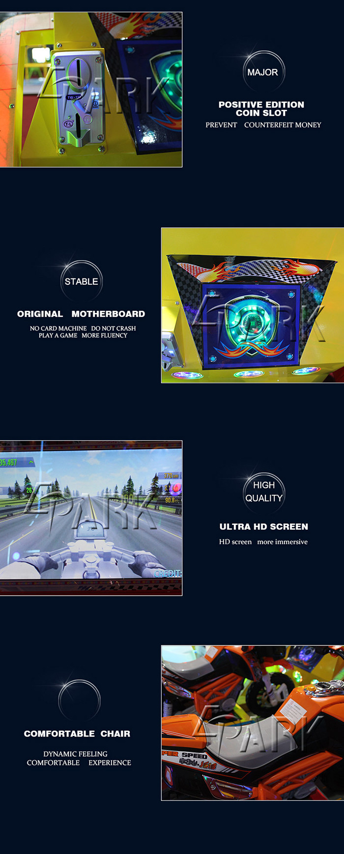 Child Coin Operated Motorcycle Simulator / Arcade TT Motor Racing Video Game Machine