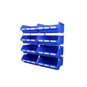 Space-Saving Workshop Storage Stackable Shelf Bin with Divider and Solid Box