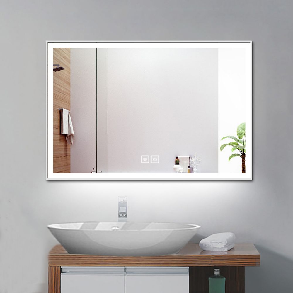 Modern Smart Bathroom with Illuminated Round LED Light and Portable Full Size Sticker