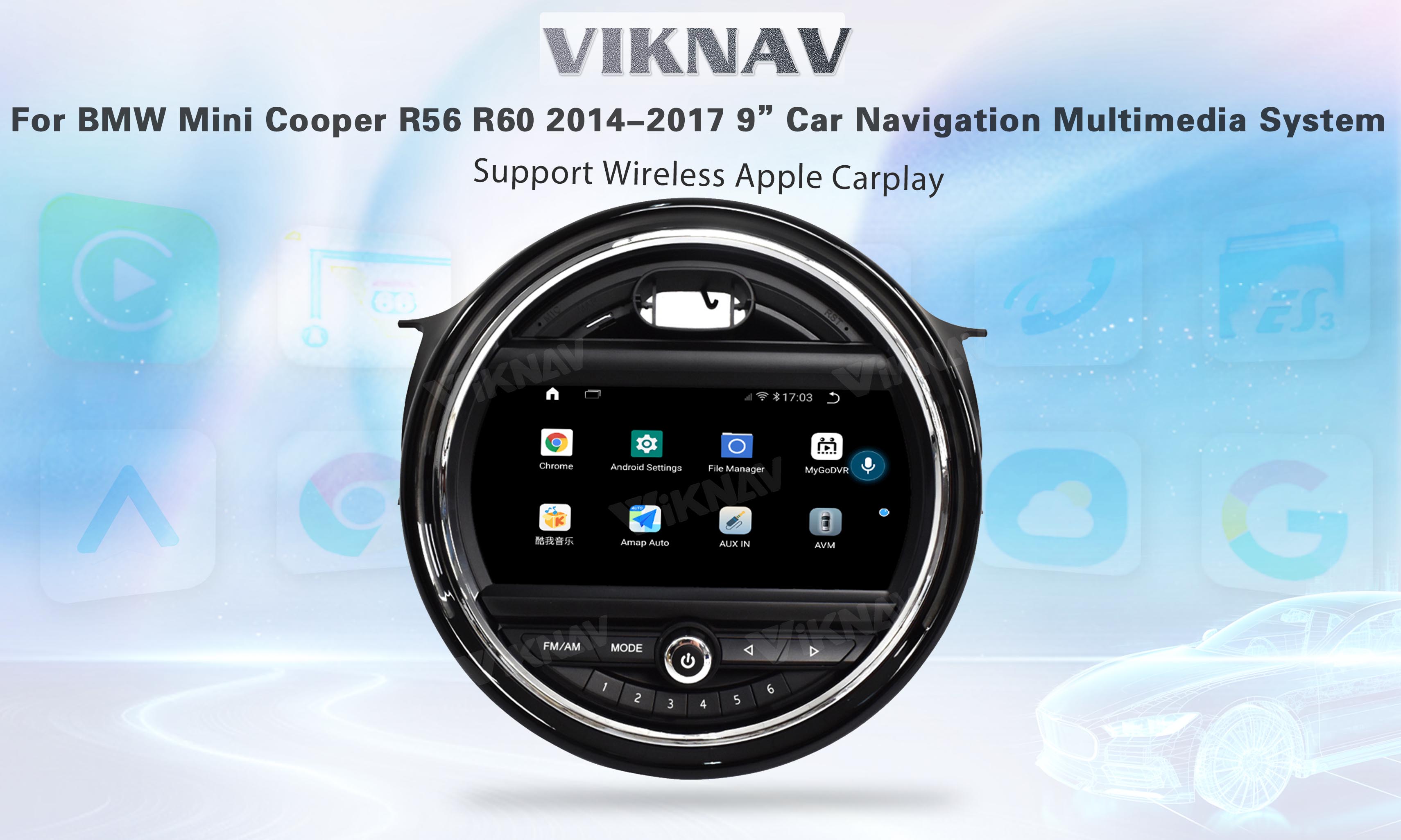 2014-2017 BMW Double Din Bluetooth Radio 9 inch head unit GPS Rear View Player