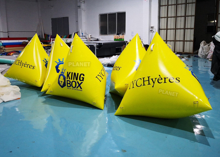 Triathlon Race 1.2m Yellow Triangle Inflatable Marker Buoy With Logo