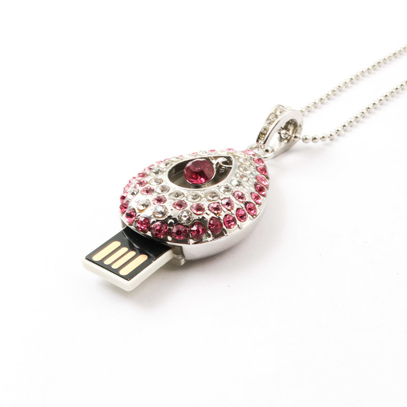 Heart Shaped Water Drop Necklace Crystal Usb Stick With Chips Hidden Inside
