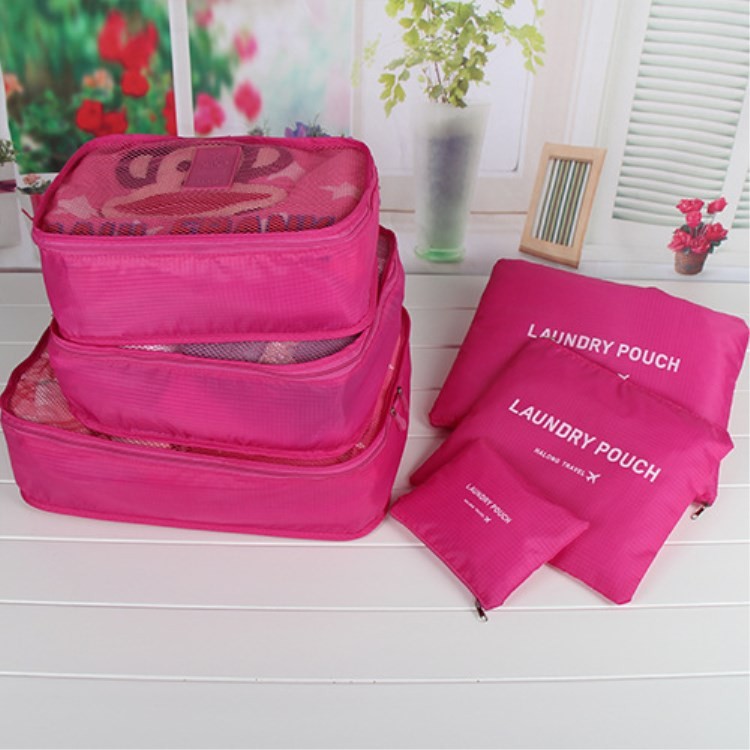 Polyester Folding Toiletry Travel Organizer Bag Set 6Pcs